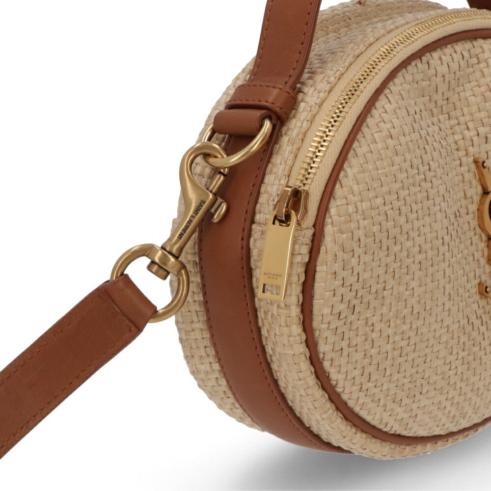 サンローラン SAINT LAURENT バッグ ショルダーバッグ レディース CAMERA BAG ROUND カメラバッグ ラウンド ベージュ×ブラウン レザー ハンドバッグ 2way カサンドラロゴ 鞄 744579 FABZ3