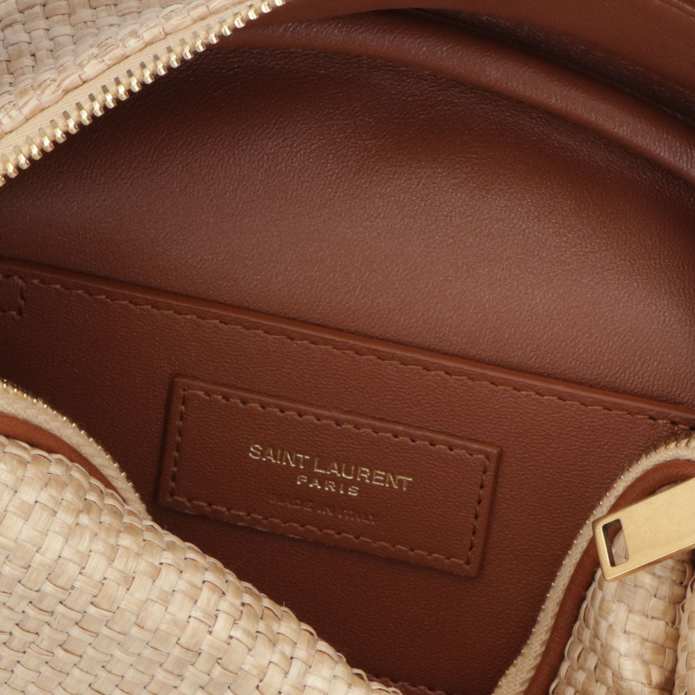 サンローラン SAINT LAURENT バッグ ショルダーバッグ レディース CAMERA BAG ROUND カメラバッグ ラウンド ベージュ×ブラウン レザー ハンドバッグ 2way カサンドラロゴ 鞄 744579 FABZ3