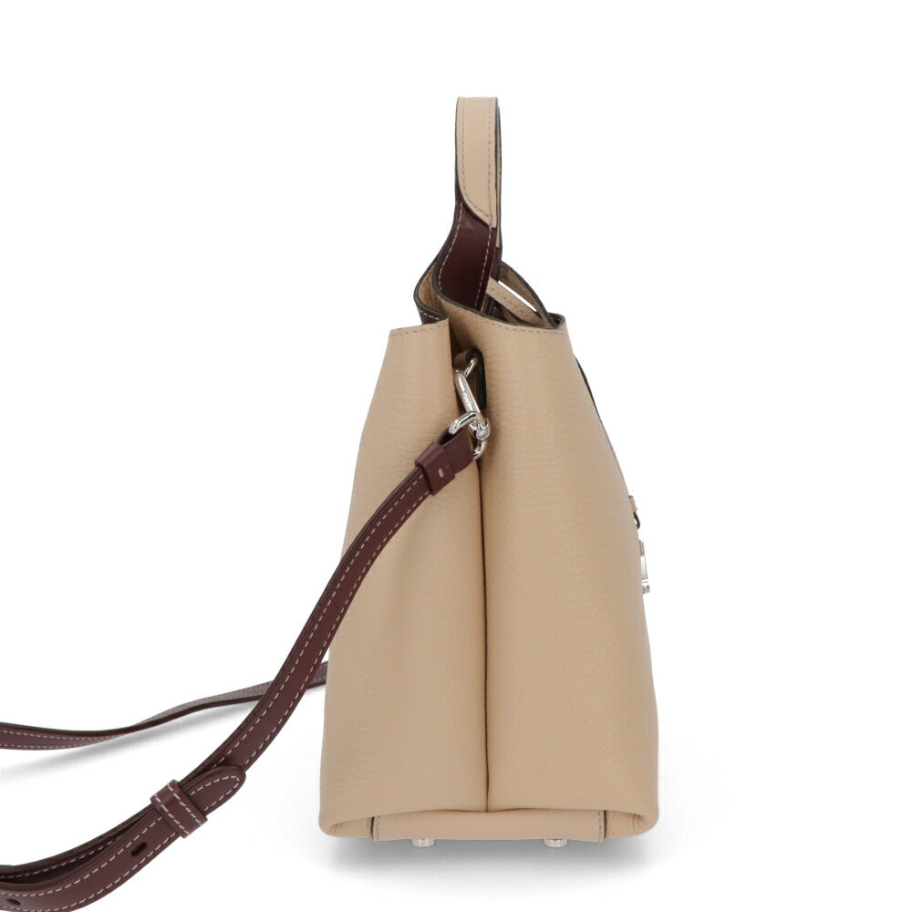 TOD'S ハンドレザー ミニ クリーム系   ロゴ ショルダーTタイムレス