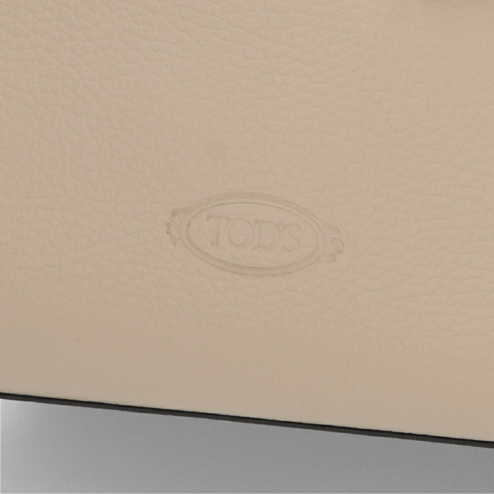 TOD'S ハンドレザー ミニ クリーム系   ロゴ ショルダーTタイムレス
