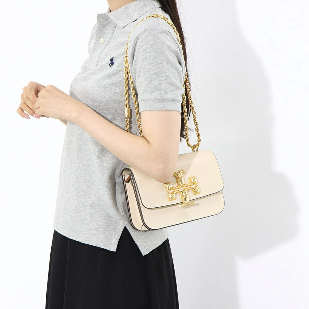 トリー バーチ Tory Burch バッグ ショルダーバッグ レディース エレノア スモールバッグ ブラウン オフホワイト イタリアンレザー ダブルT ゴールド金具 チェーンショルダー 73589 1