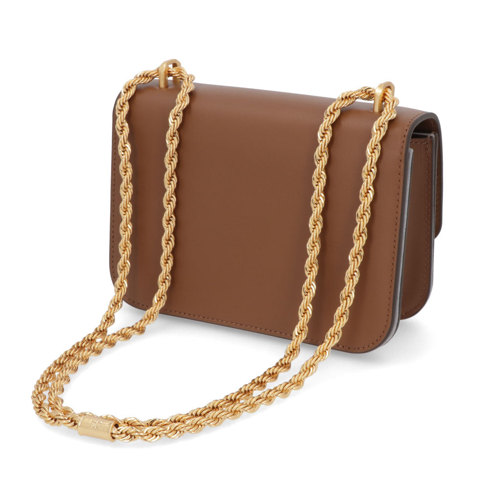 トリー バーチ Tory Burch バッグ ショルダーバッグ レディース エレノア スモールバッグ ブラウン オフホワイト イタリアンレザー ダブルT ゴールド金具 チェーンショルダー 73589 1