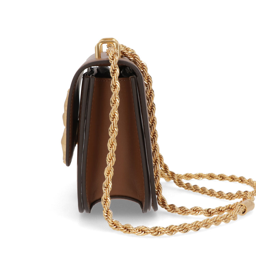 トリー バーチ Tory Burch バッグ ショルダーバッグ レディース エレノア スモールバッグ ブラウン オフホワイト イタリアンレザー ダブルT ゴールド金具 チェーンショルダー 73589 1