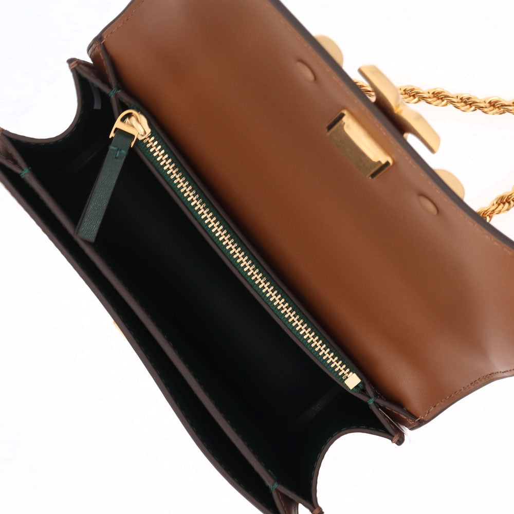 トリー バーチ Tory Burch バッグ ショルダーバッグ レディース エレノア スモールバッグ ブラウン オフホワイト イタリアンレザー ダブルT ゴールド金具 チェーンショルダー 73589 1