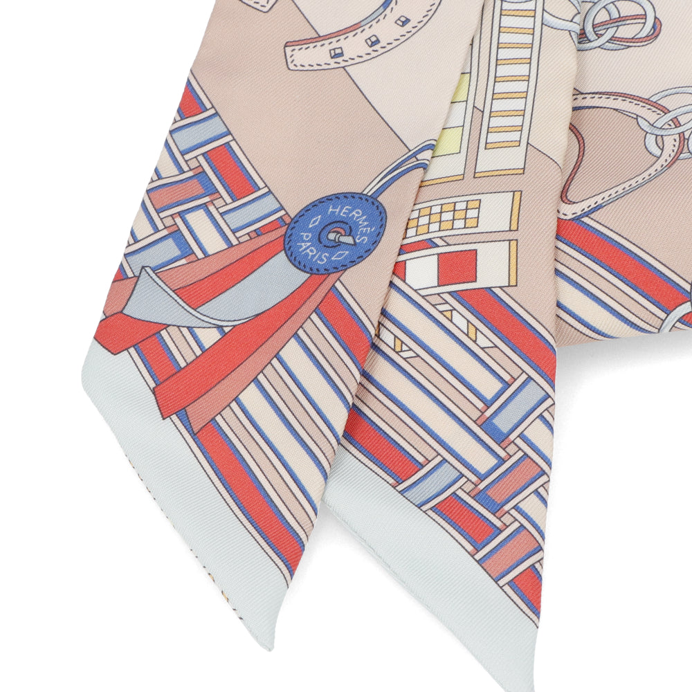 エルメス ツイリー Brides et Gris Gris 馬勒とチャーム ローズ