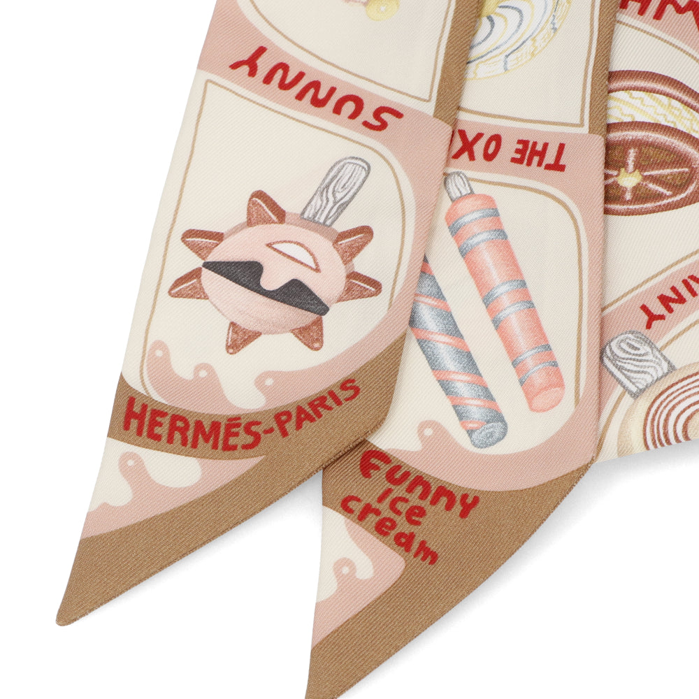 エルメス ツイリー スカーフ ベージュ クリーム ヴェールアマンド Funny Ice Cream ファニーアイスクリーム レディース マフラー・ストール・スカーフ シルク