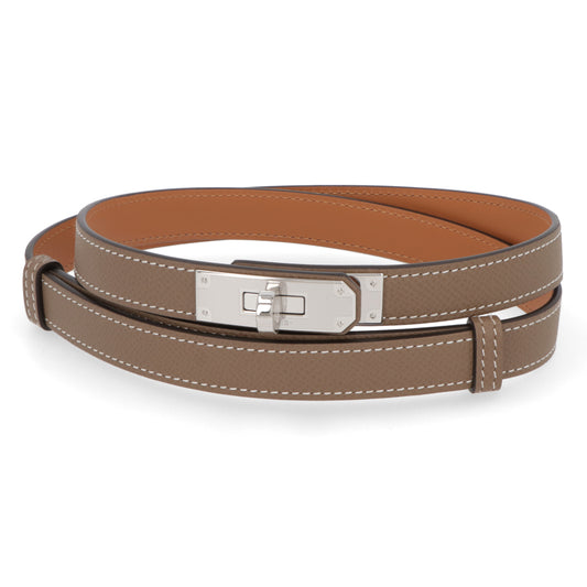 HERMES ケリーベルト18 エトゥープ シルバー金具 エプソン