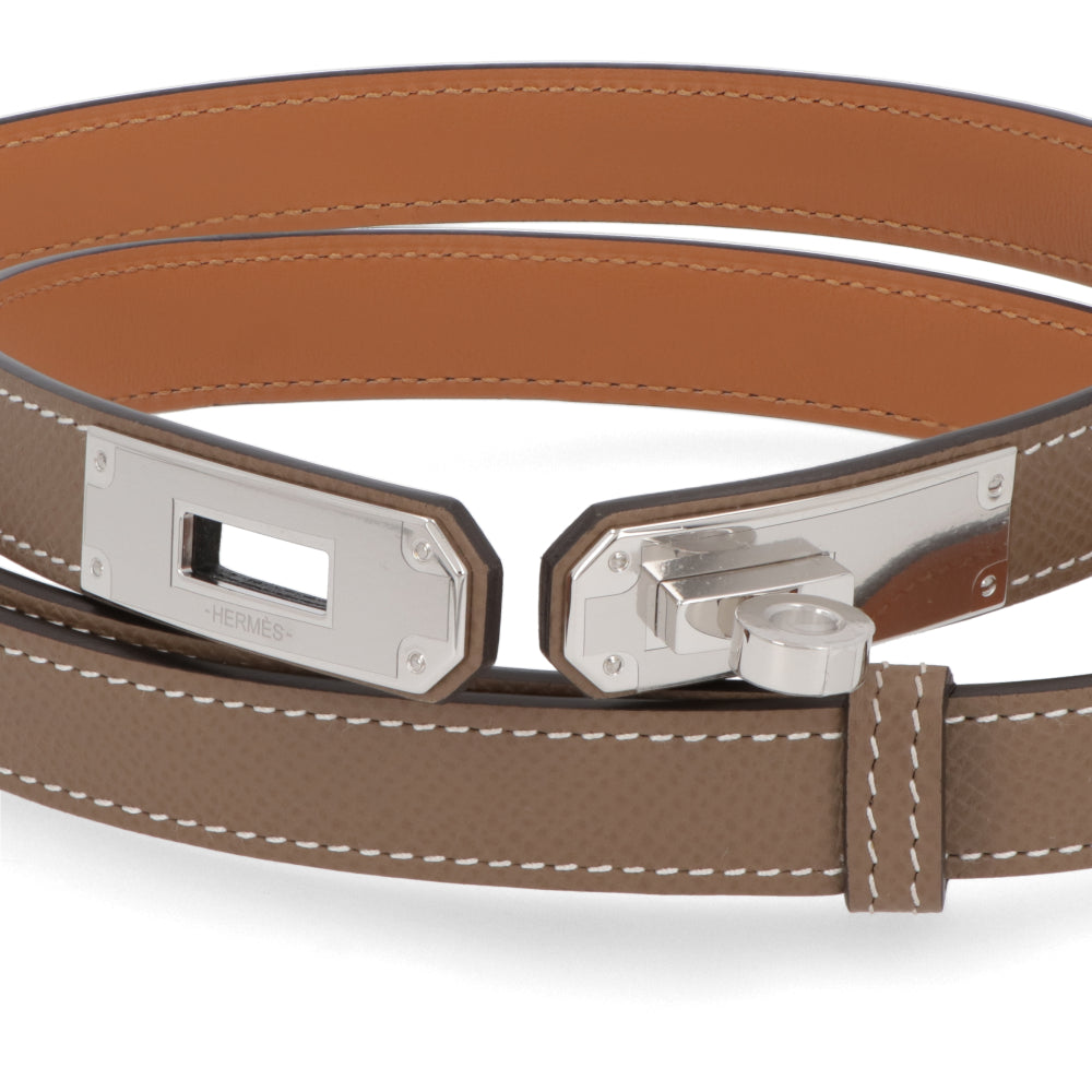 HERMES ケリーベルト18 エトゥープ シルバー金具 エプソン