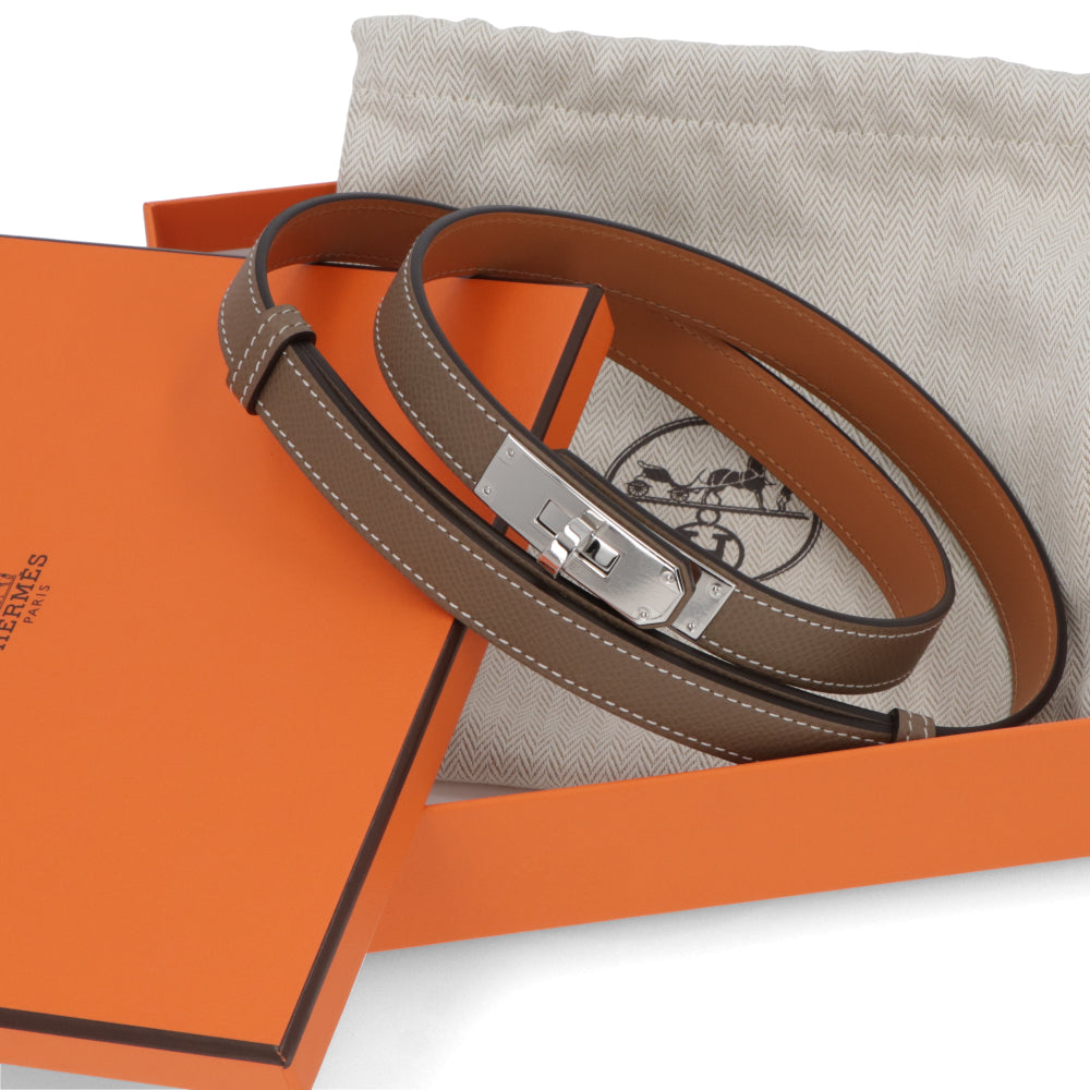 HERMES ケリーベルト18 エトゥープ シルバー金具 エプソン