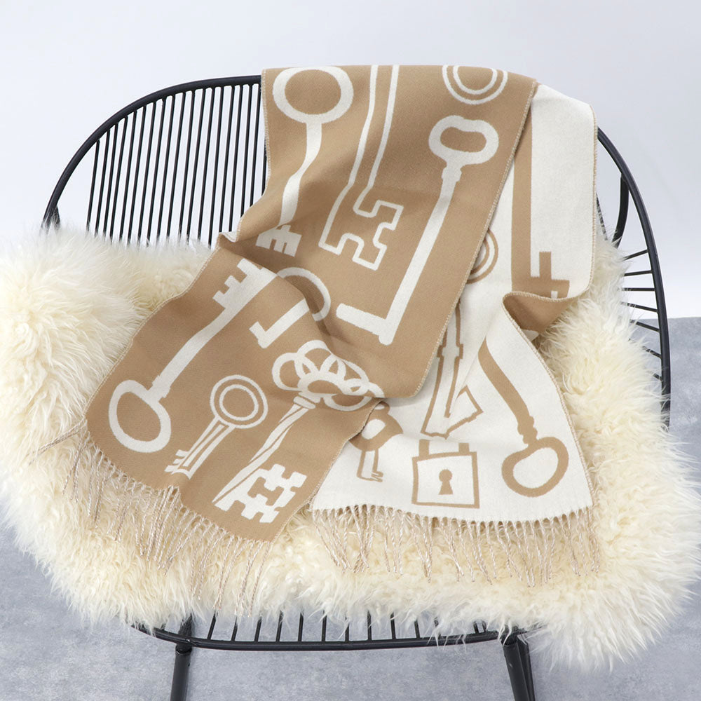 HERMES カシミヤマフラー カザック・キーコレクション