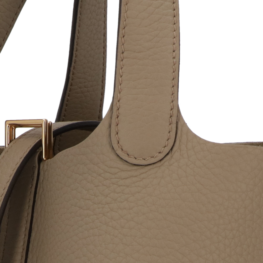 HERMES ピコタンロックPM ベージュマルファ ゴールド金具