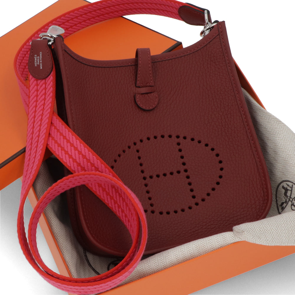 エルメス HERMES バッグ エヴリン TPM (16) レディース レッド系 ルージュH オレンジフィールド ローズティリアン シルバー金具 トリヨンクレマンス W刻印