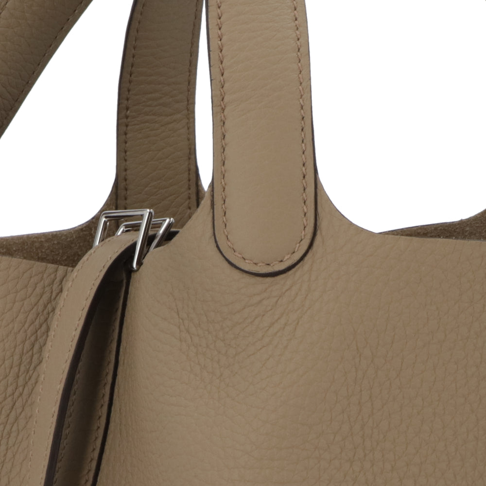 HERMES ピコタンロックPM ベージュマルファ シルバー金具