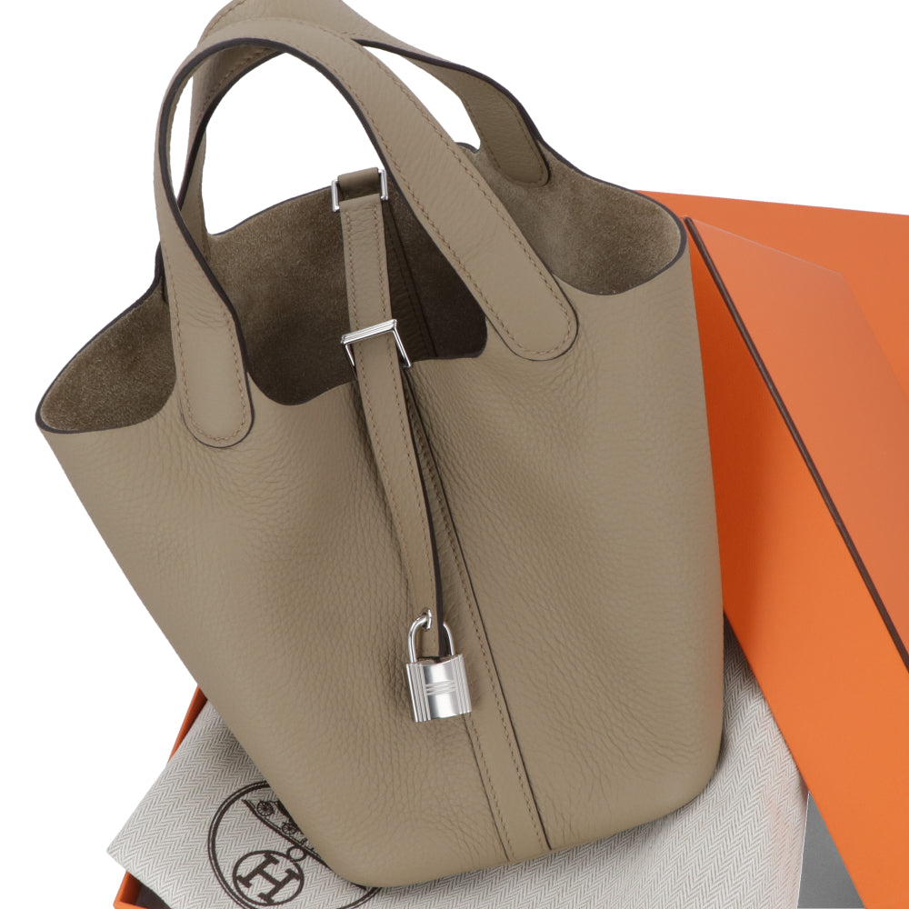 HERMES ピコタンロックPM ベージュマルファ シルバー金具