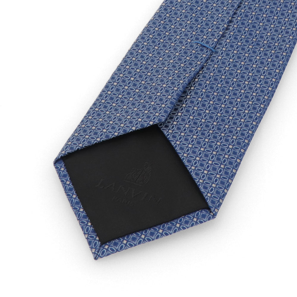 【新品】ランバン LANVIN ネクタイ メンズ SILK TIE ブルー シルク ブランドネクタイ 幾何学模様 柄物アイテム 31LVNT210602