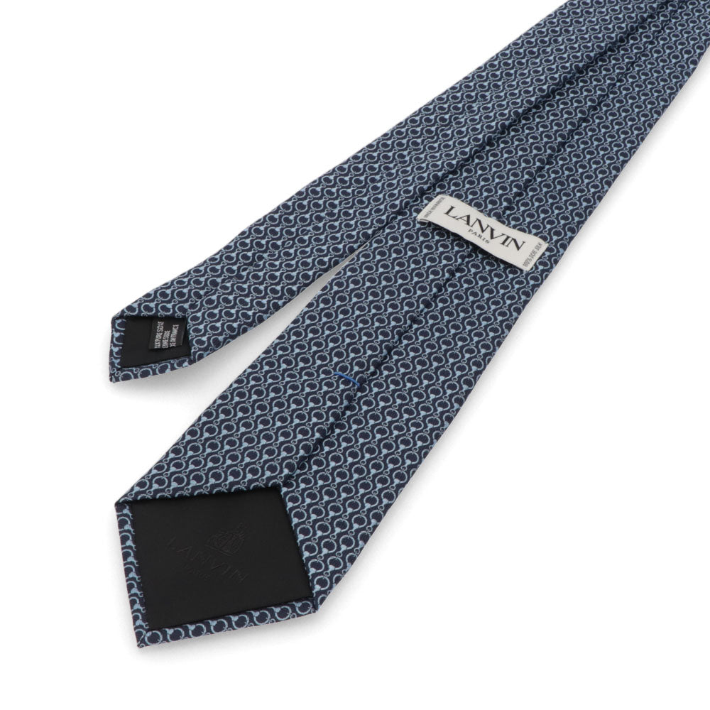 【新品】ランバン LANVIN ネクタイ メンズ SILK TIE ネイビー シルク ブランドネクタイ 幾何学模様 柄物アイテム 31LVNT207101