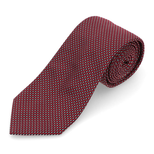 LANVIN ネクタイ SILK TIE レッド シルク 幾何学模様