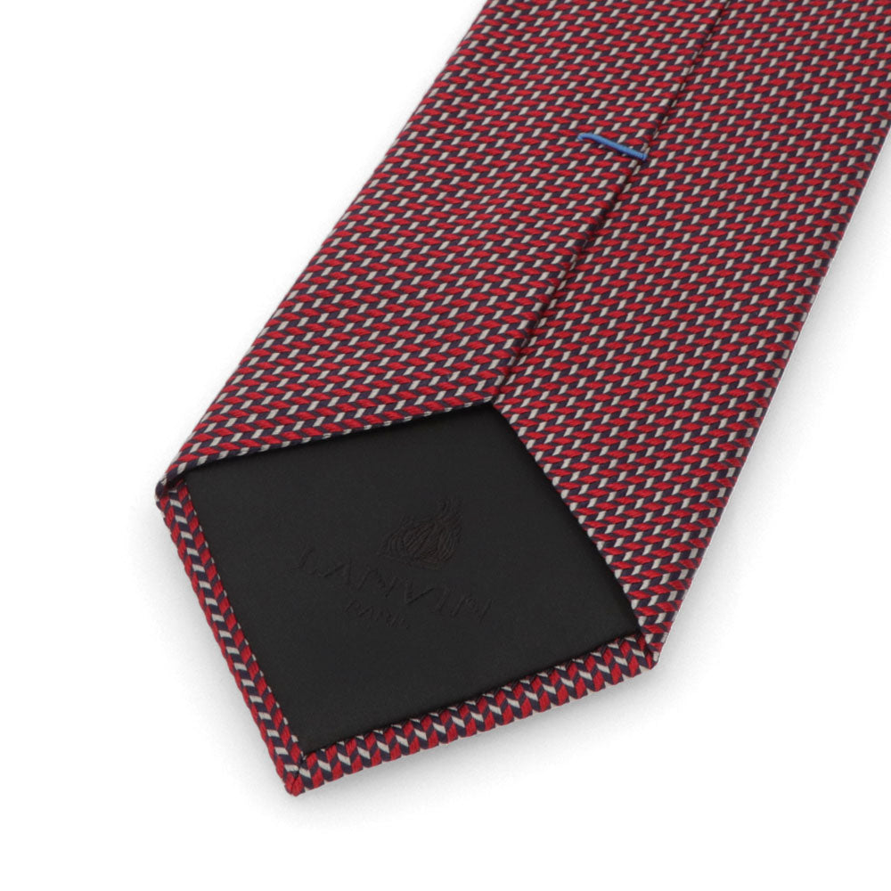 【新品】ランバン LANVIN ネクタイ メンズ SILK TIE レッド シルク ブランドネクタイ 幾何学模様 柄物アイテム 31LVNT210302