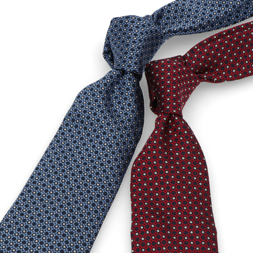 ランバン LANVIN ネクタイ メンズ SILK TIE ブルー レッド シルク ブランドネクタイ 幾何学模様 柄物アイテム 32LVNT305301