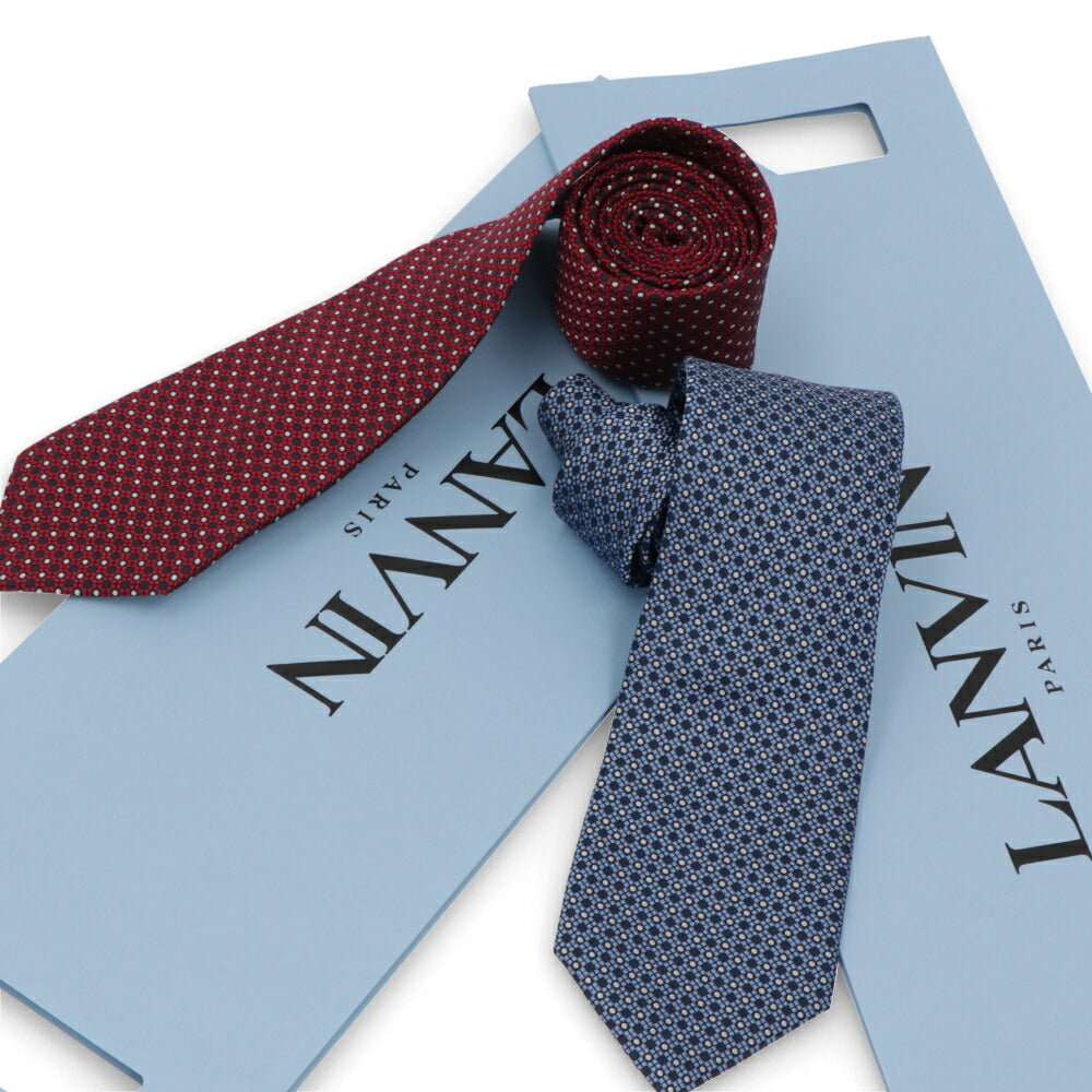 ランバン LANVIN ネクタイ メンズ SILK TIE ブルー レッド シルク ブランドネクタイ 幾何学模様 柄物アイテム 32LVNT305301