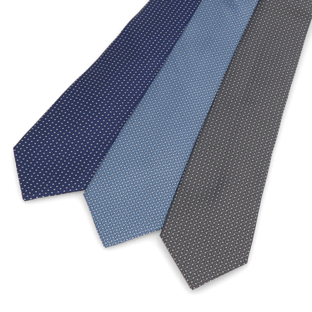 ランバン LANVIN ネクタイ メンズ SILK TIE ネイビー ブルー グレー シルク ブランドネクタイ 幾何学模様 柄物アイテム 32LVNT305901