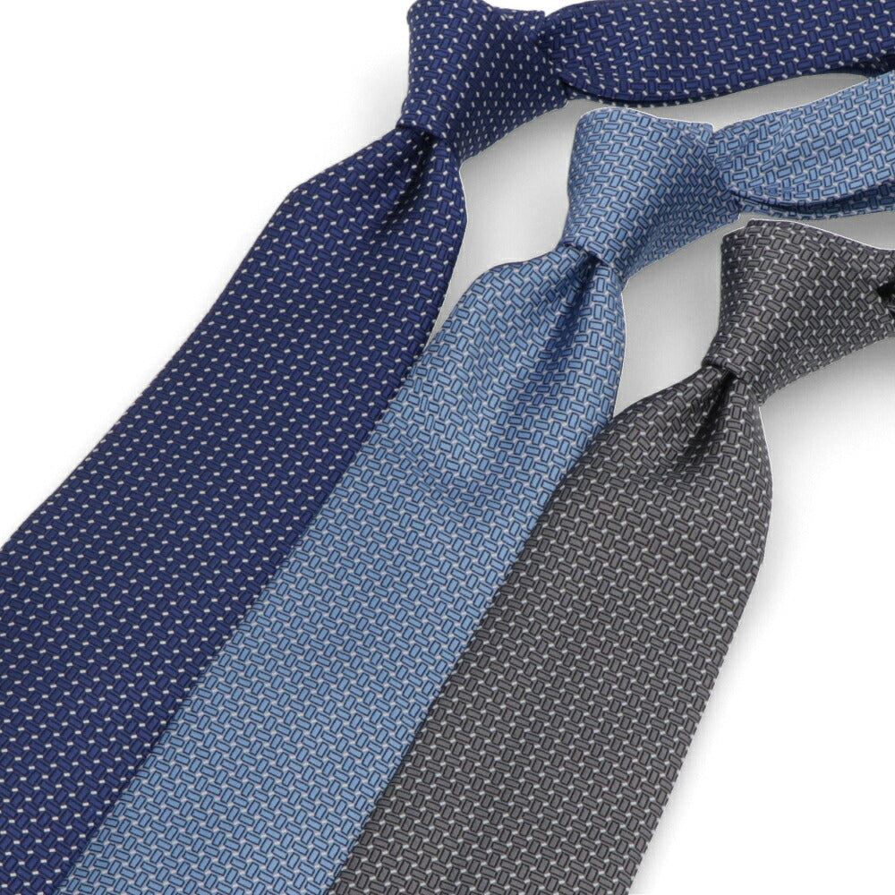 ランバン LANVIN ネクタイ メンズ SILK TIE ネイビー ブルー グレー シルク ブランドネクタイ 幾何学模様 柄物アイテム 32LVNT305901