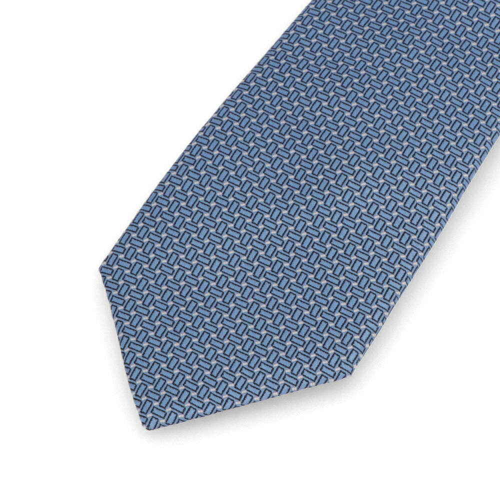 ランバン LANVIN ネクタイ メンズ SILK TIE ネイビー ブルー グレー シルク ブランドネクタイ 幾何学模様 柄物アイテム 32LVNT305901
