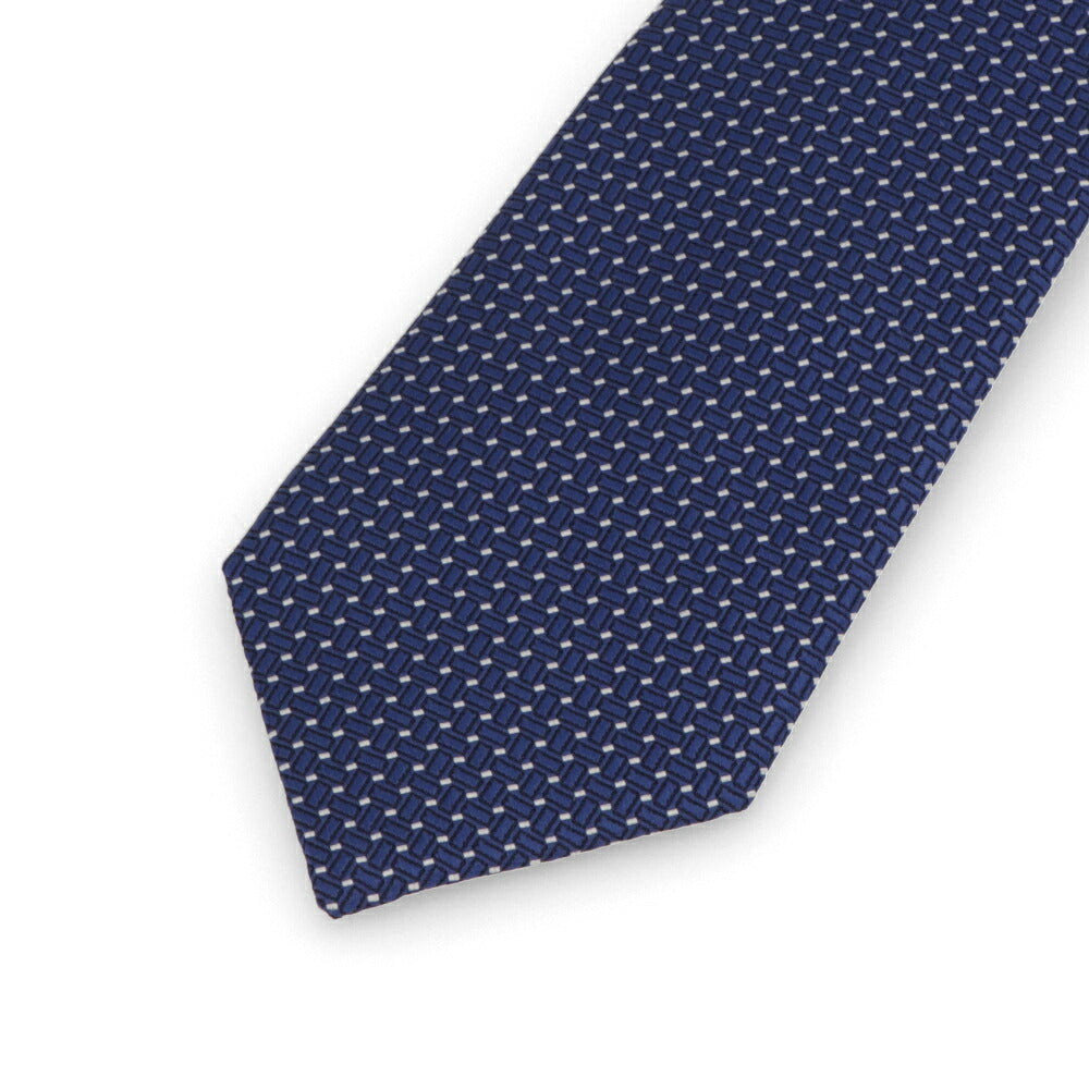 ランバン LANVIN ネクタイ メンズ SILK TIE ネイビー ブルー グレー シルク ブランドネクタイ 幾何学模様 柄物アイテム 32LVNT305901