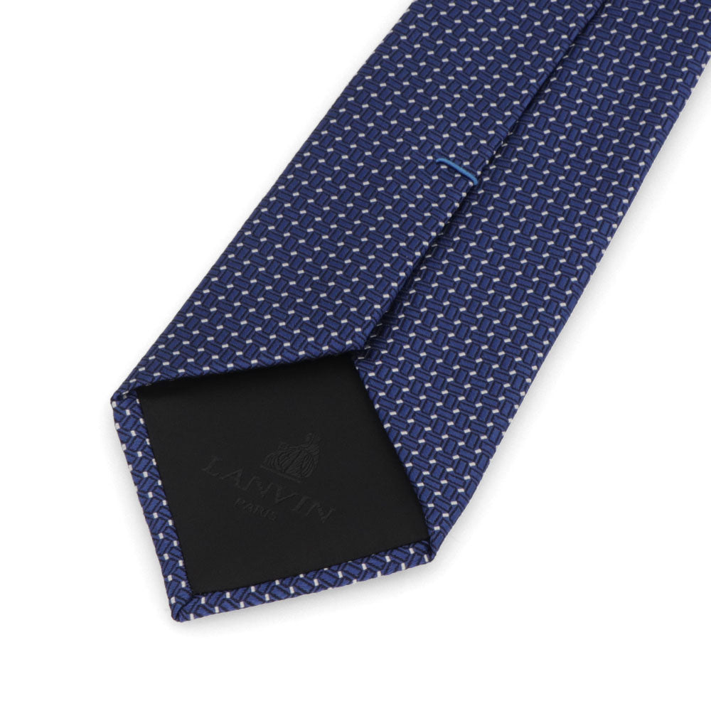 ランバン LANVIN ネクタイ メンズ SILK TIE ネイビー ブルー グレー シルク ブランドネクタイ 幾何学模様 柄物アイテム 32LVNT305901