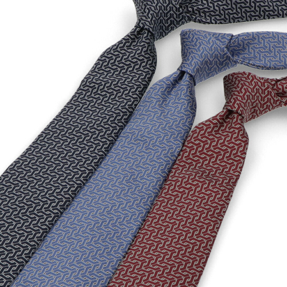 ランバン LANVIN ネクタイ メンズ SILK TIE レッド ブルー ネイビー シルク ブランドネクタイ 幾何学模様 柄物アイテム 32LVNT306801