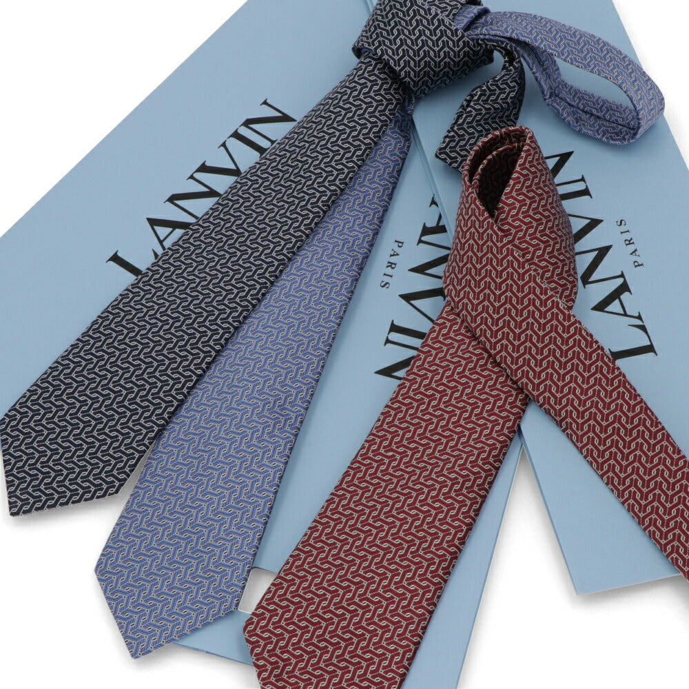 ランバン LANVIN ネクタイ メンズ SILK TIE レッド ブルー ネイビー シルク ブランドネクタイ 幾何学模様 柄物アイテム 32LVNT306801