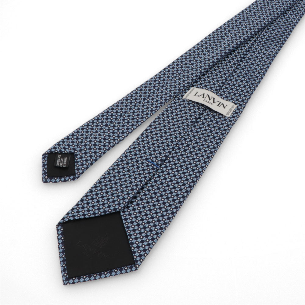 LANVIN ネクタイ SILK TIE ブルー シルク 幾何学模様