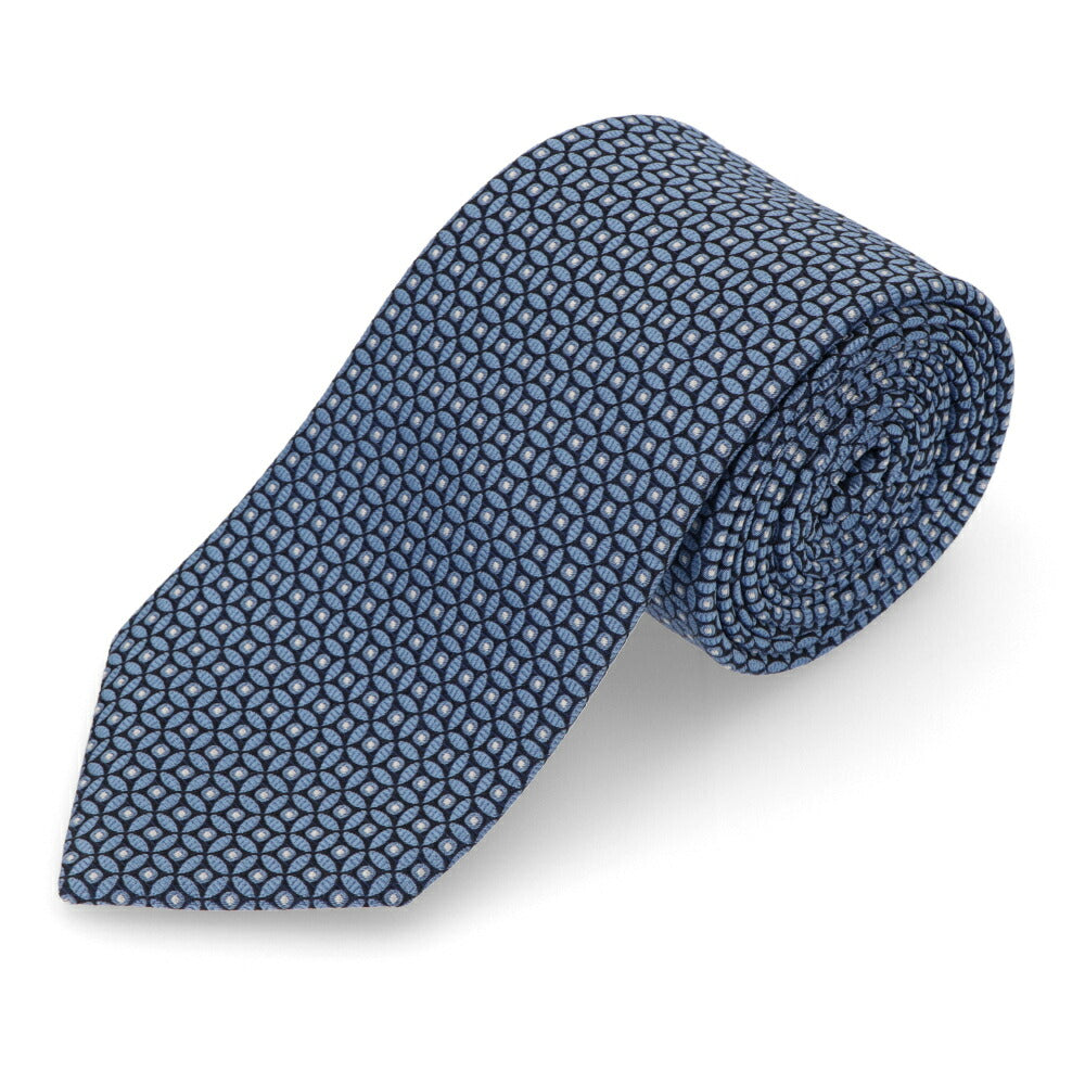 LANVIN ネクタイ SILK TIE ブルー シルク幾何学模様