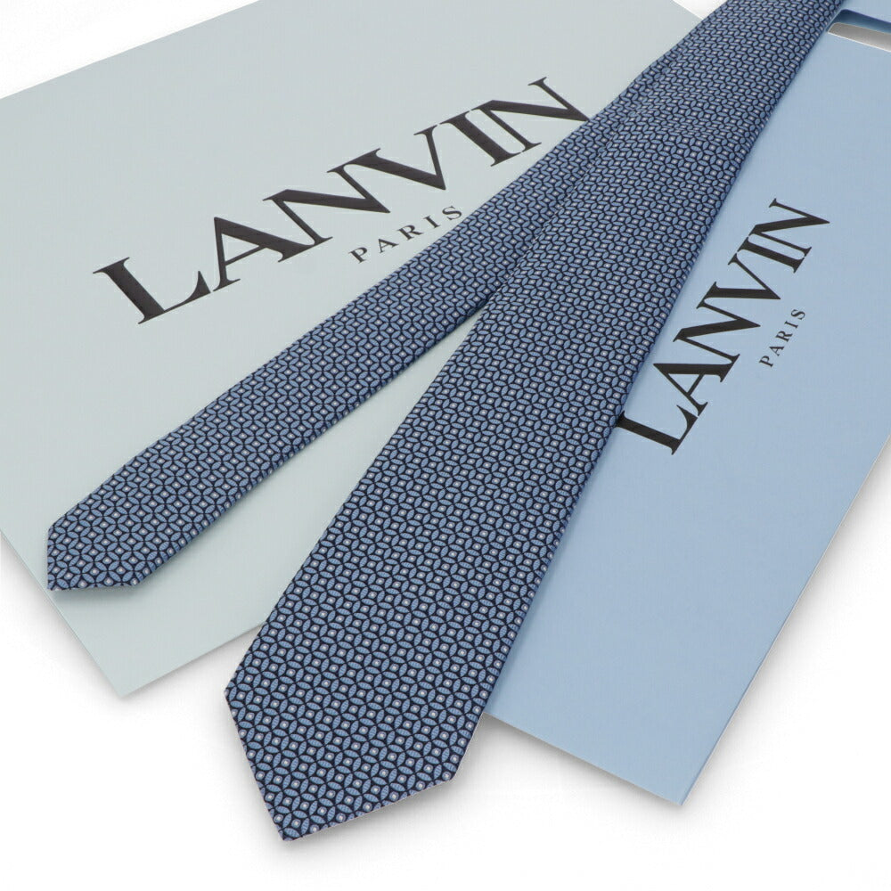 ランバン LANVIN ネクタイ メンズ SILK TIE ブルー シルク ブランドネクタイ 幾何学模様 柄物アイテム 32LVNT312701