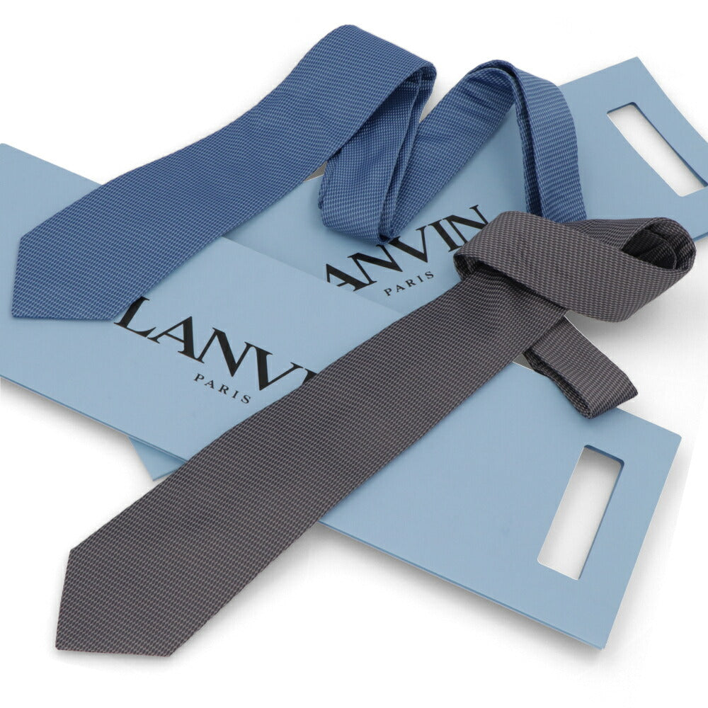 ランバン LANVIN ネクタイ メンズ SILK TIE ブルー グレー シルク ブランドネクタイ 幾何学模様 柄物アイテム 32LVNT310902