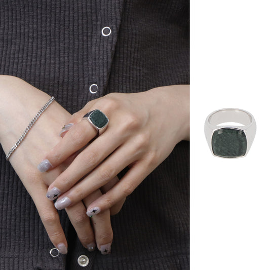 トム ウッド 指輪 リング Cushion Green Marble