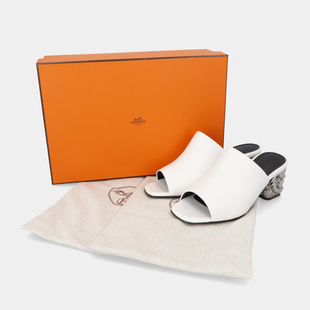 エルメス HERMES グロッシー60 サンダル ホワイト