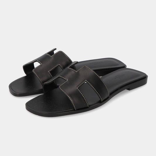エルメス HERMES オラン サンダル ブラック
