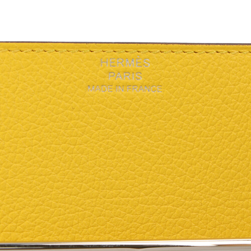 エルメス HERMES ルリスリムコンパクト 二つ折り財布 ジョーヌナプル シルバー金具 イエロー系 エヴァーカラー