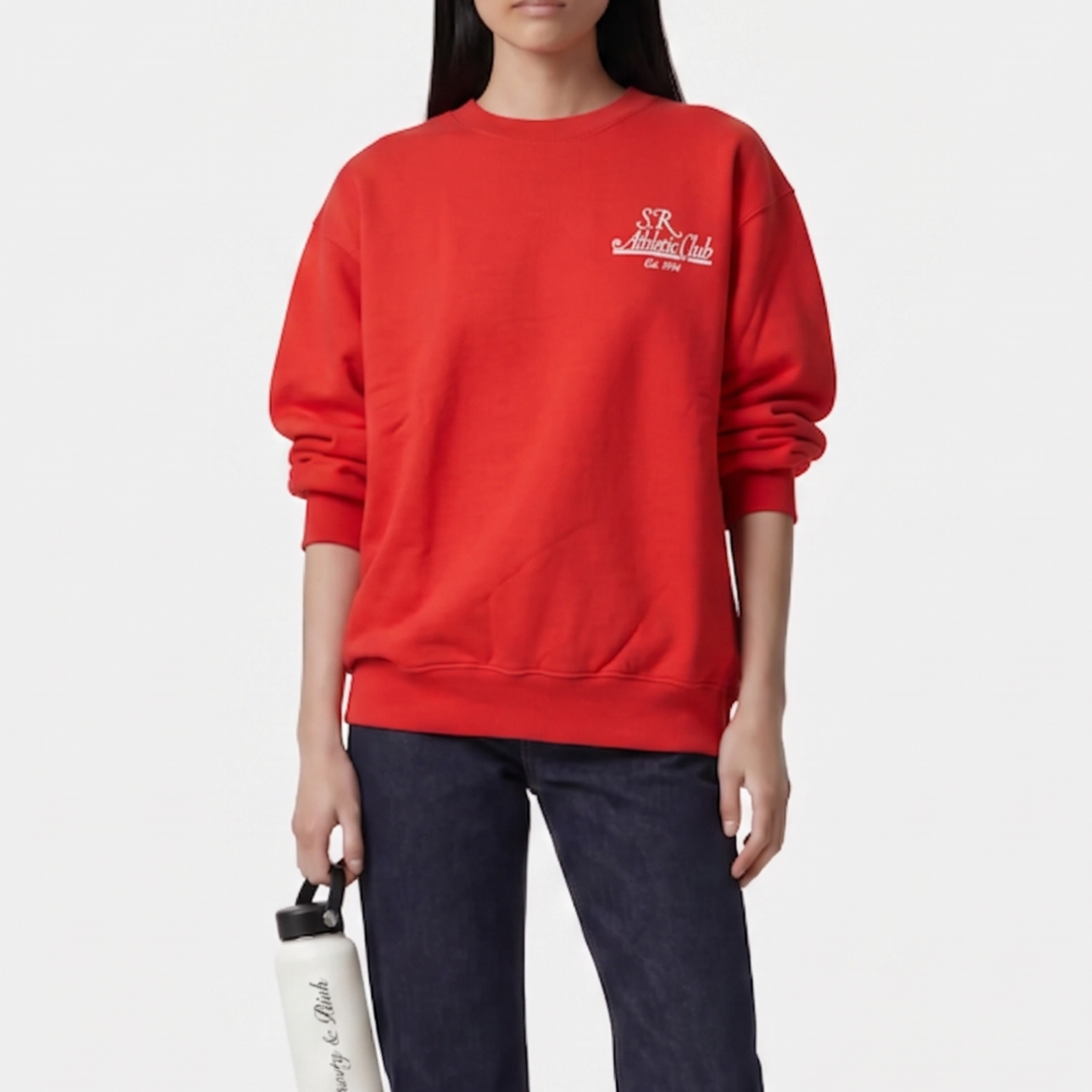 Sporty＆Richトレーナー レッド コットン 裏起毛 ワンポイント