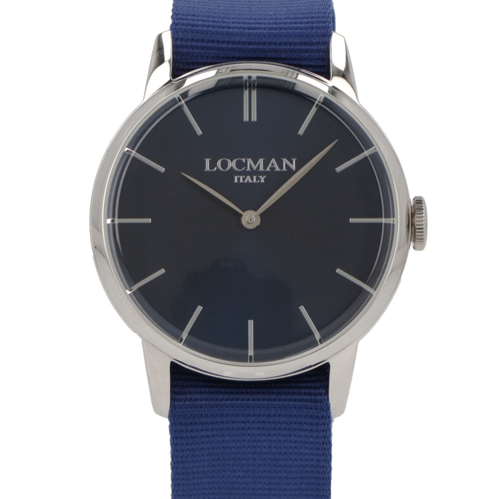 LOCMAN 時計 ブルー系 ステンレススティールケース ロゴ 腕時計 0251V02-00BLNKNB 1960