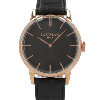 LOCMAN 時計 ブラック系 ステンレススティールケース レザー ロゴ ゴールド 腕時計 0251V09-RGBKRGPK 1960