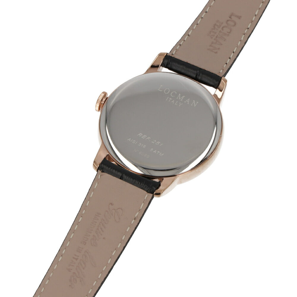 LOCMAN 時計 ブラック系 ステンレススティールケース レザー ロゴ ゴールド 腕時計 0251V09-RGBKRGPK 1960