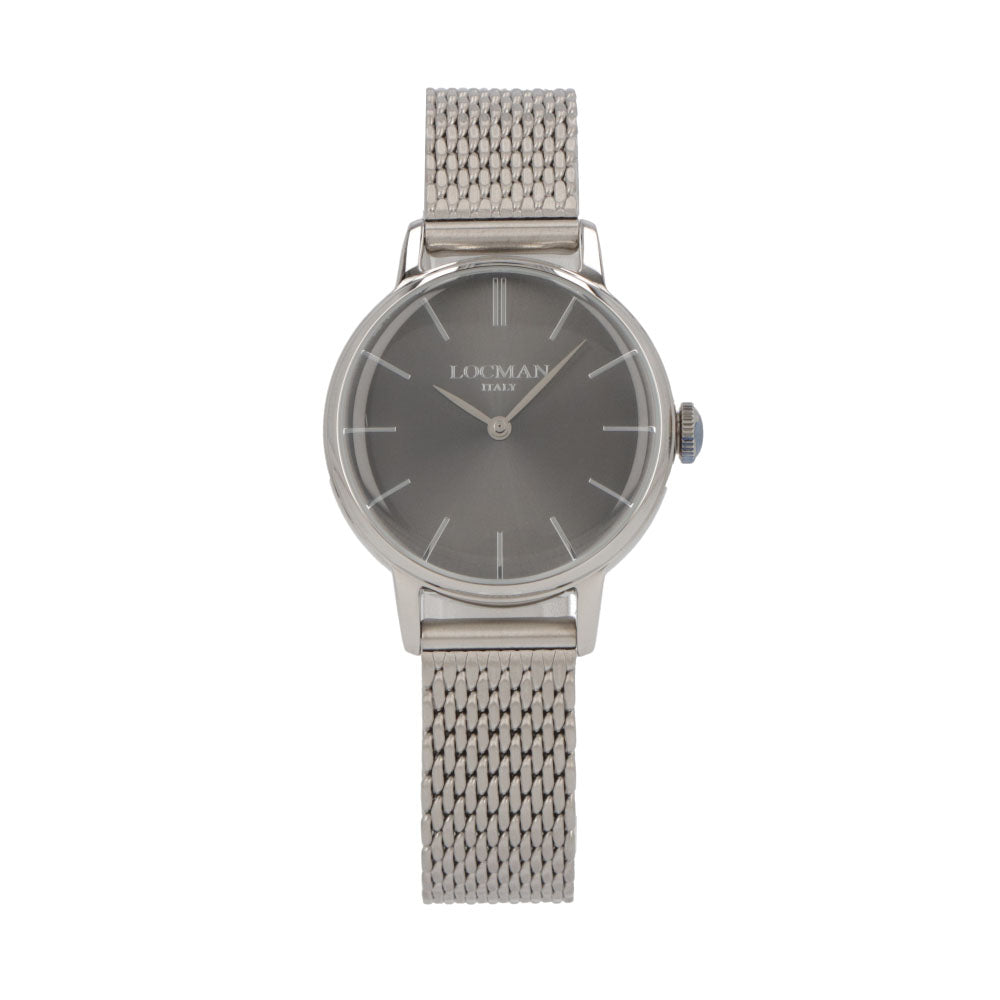 LOCMAN 時計 シルバー ステンレススティール メッシュメタル ロゴ  腕時計 0253A07A-00GYNKB0 1960 LADY