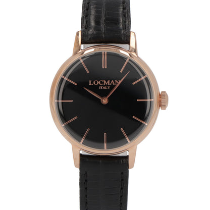 LOCMAN 時計 ブラック系 レザー ステンレススチール ロゴ ピンクゴールド 型押しベルト 腕時計 0253R01R-RRBKRGPK 1960 LADY