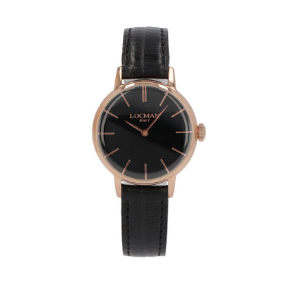 LOCMAN 時計 ブラック系 レザー ステンレススチール ロゴ ピンクゴールド 型押しベルト 腕時計 0253R01R-RRBKRGPK 1960 LADY