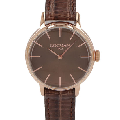 LOCMAN 時計 ブラウン系 ステンレススティール ピンクゴールド 型押しベルト 腕時計 0253R04R-RRBNRGPN 1960 LADY
