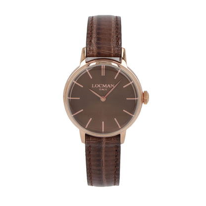 LOCMAN 時計 ブラウン系 ステンレススティール ピンクゴールド 型押しベルト 腕時計 0253R04R-RRBNRGPN 1960 LADY