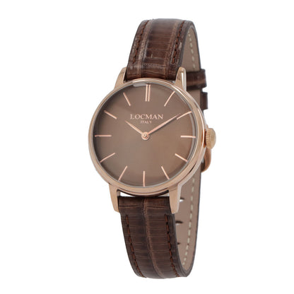 LOCMAN 時計 ブラウン系 ステンレススティール ピンクゴールド 型押しベルト 腕時計 0253R04R-RRBNRGPN 1960 LADY