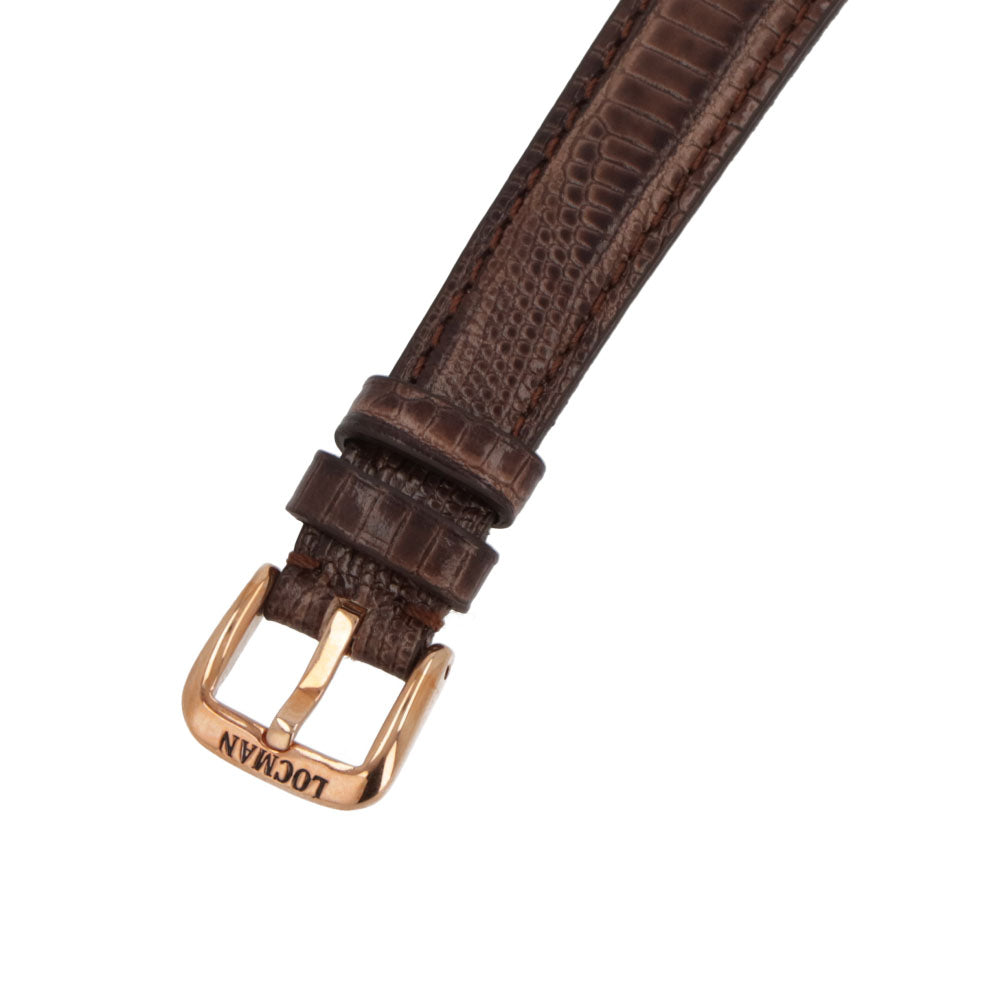 LOCMAN 時計 ブラウン系 ステンレススティール ピンクゴールド 型押しベルト 腕時計 0253R04R-RRBNRGPN 1960 LADY